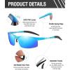 imageDUCO Mens Sports Polarized Sunglasses UV Protection Sunglasses for Men 8177sBlue Frame Red Dot Revo Blue Lens