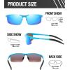 imageDUCO Mens Sports Polarized Sunglasses UV Protection Sunglasses for Men 8177sBlue Frame Red Dot Revo Blue Lens