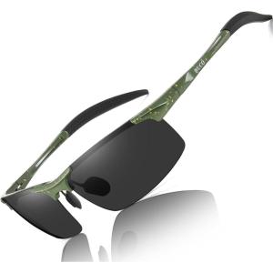 imageDUCO Mens Sports Polarized Sunglasses UV Protection Sunglasses for Men 8177sGreen Frame Yellow Dot Gray Lens