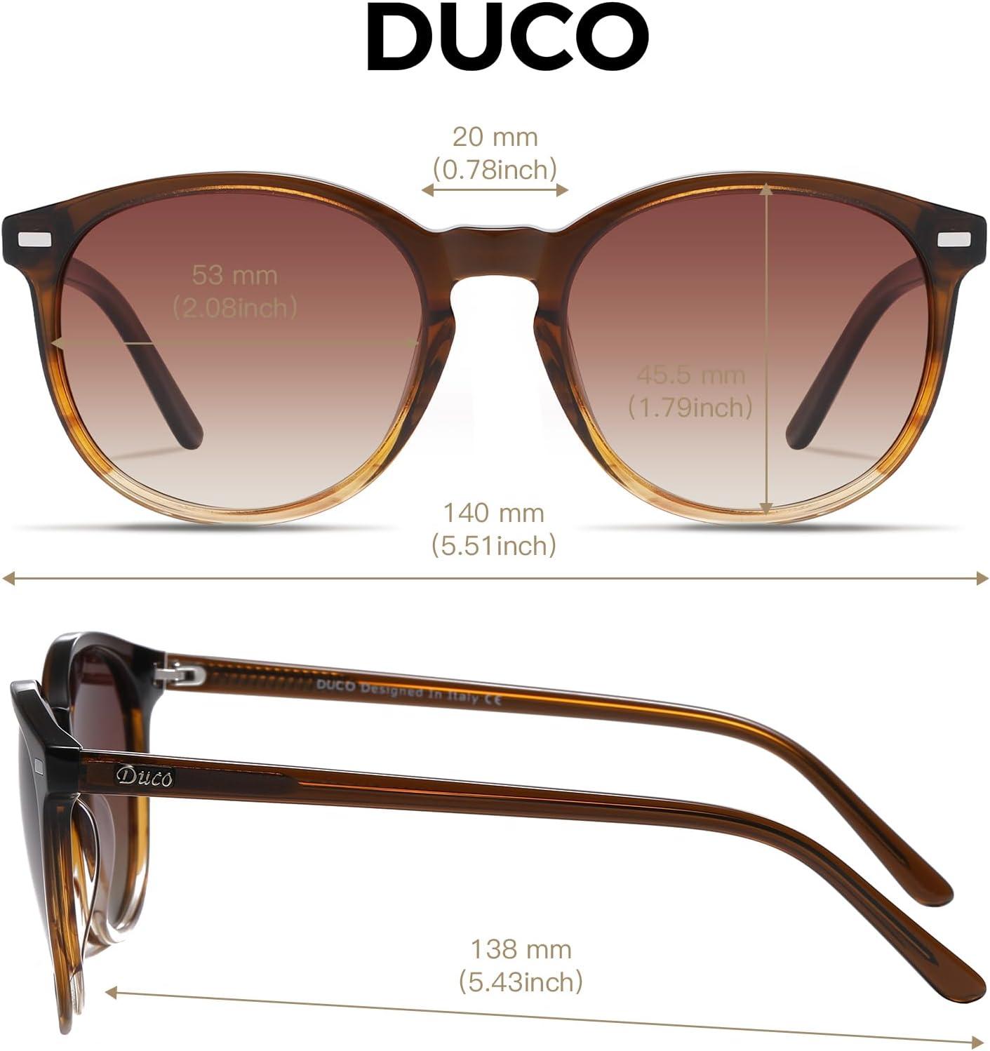 imageDUCO Polarized Sunglasses for Women Retro Round Womens Sunglasses Classic Vintage UV400 Shades DC1230Gradient Brown Frame Brown Lens