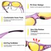 imageDUCO Night Vision Driving Glasses Fit Over Glasses for Men and Women Anti Glare Polarized Yellow Nighttime Lens 8953YA05m Size Shine Purple Frame Night Vision Lens