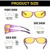 imageDUCO Night Vision Driving Glasses Fit Over Glasses for Men and Women Anti Glare Polarized Yellow Nighttime Lens 8953YA06m Size Matte Purple Frame Night Vision Lens