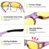 imageDUCO Night Vision Driving Glasses Fit Over Glasses for Men and Women Anti Glare Polarized Yellow Nighttime Lens 8953YB05l Size Shine Purple Frame Night Vision Lens