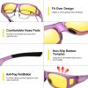 imageDUCO Night Vision Driving Glasses Fit Over Glasses for Men and Women Anti Glare Polarized Yellow Nighttime Lens 8953YB06l Size Matte Purple Frame Night Vision Lens