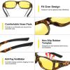 imageDUCO Night Vision Driving Glasses Fit Over Glasses for Men and Women Anti Glare Polarized Yellow Nighttime Lens 8953YB07l Size Tortoise Frame Night Vision Lens