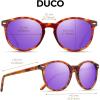 imageDUCO Polarized Sunglasses for Women Retro Round Womens Sunglasses Classic Vintage UV400 Shades DC1230Brown Tortoise Frame Revo Purple Lens