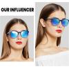 imageDUCO Polarized Sunglasses for Women Retro Round Womens Sunglasses Classic Vintage UV400 Shades DC1230Catalina Blue Frame Revo Blue Lens