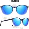imageDUCO Polarized Sunglasses for Women Retro Round Womens Sunglasses Classic Vintage UV400 Shades DC1230Catalina Blue Frame Revo Blue Lens