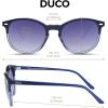 imageDUCO Polarized Sunglasses for Women Retro Round Womens Sunglasses Classic Vintage UV400 Shades DC1230Dark Blue Frame Blue Lens