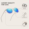 imageDUCO Polarized Sunglasses for Women Retro Round Womens Sunglasses Classic Vintage UV400 Shades DC1230Mermaid White Frame Revo Blue Lens