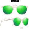 imageDUCO Polarized Sunglasses for Women Retro Round Womens Sunglasses Classic Vintage UV400 Shades DC1230Mermaid White Frame Revo Green Lens