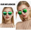 imageDUCO Polarized Sunglasses for Women Retro Round Womens Sunglasses Classic Vintage UV400 Shades DC1230Mermaid White Frame Revo Green Lens