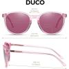 imageDUCO Polarized Sunglasses for Women Retro Round Womens Sunglasses Classic Vintage UV400 Shades DC1230Pink Frame Purple Lens