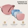 imageDUCO Polarized Sunglasses for Women Retro Round Womens Sunglasses Classic Vintage UV400 Shades DC1230Pink Stripe Frame Pink Lens