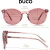 imageDUCO Polarized Sunglasses for Women Retro Round Womens Sunglasses Classic Vintage UV400 Shades DC1230Pink Stripe Frame Pink Lens