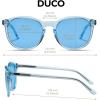 imageDUCO Polarized Sunglasses for Women Retro Round Womens Sunglasses Classic Vintage UV400 Shades DC1230Transparent Blue Frame Blue Lens