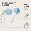 imageDUCO Polarized Sunglasses for Women Retro Round Womens Sunglasses Classic Vintage UV400 Shades DC1230Transparent Blue Frame Blue Lens