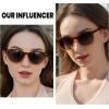 imageDUCO Polarized Sunglasses for Women Retro Round Womens Sunglasses Classic Vintage UV400 Shades DC1230Transparent Brown Frame Brown Lens