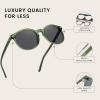 imageDUCO Polarized Sunglasses for Women Retro Round Womens Sunglasses Classic Vintage UV400 Shades DC1230Transparent Green Frame Grey Lens