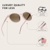 imageDUCO Polarized Sunglasses for Women Retro Round Womens Sunglasses Classic Vintage UV400 Shades DC1230Transparent Pink Frame Brown Lens