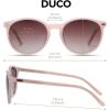imageDUCO Polarized Sunglasses for Women Retro Round Womens Sunglasses Classic Vintage UV400 Shades DC1230Transparent Pink Frame Brown Lens