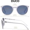 imageDUCO Polarized Sunglasses for Women Retro Round Womens Sunglasses Classic Vintage UV400 Shades DC1230White Frame Grey Lens