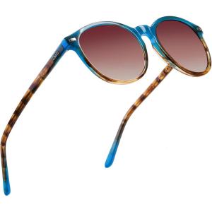 imageDUCO Polarized Sunglasses for Women Retro Round Womens Sunglasses Classic Vintage UV400 Shades DC1230Aoceanic Tortoise Frame Brown Lens