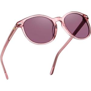imageDUCO Polarized Sunglasses for Women Retro Round Womens Sunglasses Classic Vintage UV400 Shades DC1230Pink Frame Purple Lens
