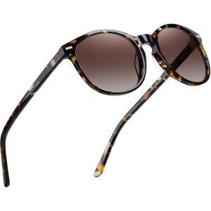 imageDUCO Polarized Sunglasses for Women Retro Round Womens Sunglasses Classic Vintage UV400 Shades DC1230Tortoise Frame Gradient Brown Lens