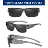 imageDUCO Polarized Fit Over Sunglasses for Men Women SemiFrame Wrap Around UV400 Protection TR90 Frame Driving Shades DC8992Transparent Gray Frame Gray Lens