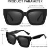 imageDUCO Trendy Square Sunglasses for Women Polarized Sunglasses UV400 Protection Sun Glasses Acetate Frame DC2380Black Frame Grey Lens