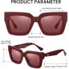 imageDUCO Trendy Square Sunglasses for Women Polarized Sunglasses UV400 Protection Sun Glasses Acetate Frame DC2380Dark Red Frame Red Lens