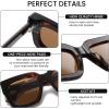 imageDUCO Trendy Square Sunglasses for Women Polarized Sunglasses UV400 Protection Sun Glasses Acetate Frame DC2380Tortoise Frame Brown Lens