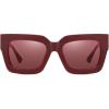 imageDUCO Trendy Square Sunglasses for Women Polarized Sunglasses UV400 Protection Sun Glasses Acetate Frame DC2380Dark Red Frame Red Lens