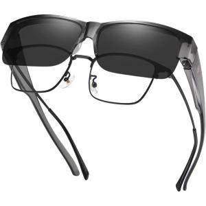 imageDUCO Polarized Fit Over Sunglasses for Men Women SemiFrame Wrap Around UV400 Protection TR90 Frame Driving Shades DC8992Transparent Gray Frame Gray Lens