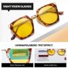 imageDUCO Classic Vintage Cateye Polarized Night Driving Glasses Anti Glare Headlight Night Vision Glasses For Women W001Tortoise