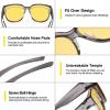 imageDUCO Night Driving Glasses Women Fit Over Glasses Night Vision Goggles Light Weight TR90 Frame Anti Glare LensAtransparent Gray Frame Night Vision Lens