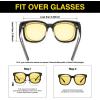 imageDUCO Night Driving Glasses Women Fit Over Glasses Night Vision Goggles Light Weight TR90 Frame Anti Glare LensBblack Frame Night Vision Lens