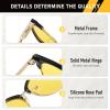 imageDUCO Round SemiRimless Night Vision Driving Glasses Polarized Anti Glare Eyewear for Men and Women HD Yellow TintedBlack Frame Night Vision Lens