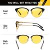imageDUCO Round SemiRimless Night Vision Driving Glasses Polarized Anti Glare Eyewear for Men and Women HD Yellow TintedBlack Frame Night Vision Lens