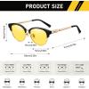 imageDUCO Round SemiRimless Night Vision Driving Glasses Polarized Anti Glare Eyewear for Men and Women HD Yellow TintedBlack Frame Night Vision Lens