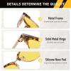imageDUCO Round SemiRimless Night Vision Driving Glasses Polarized Anti Glare Eyewear for Men and Women HD Yellow TintedBrown Tortoise Frame Night Vision Lens