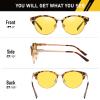 imageDUCO Round SemiRimless Night Vision Driving Glasses Polarized Anti Glare Eyewear for Men and Women HD Yellow TintedBrown Tortoise Frame Night Vision Lens