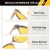 imageDUCO Round SemiRimless Night Vision Driving Glasses Polarized Anti Glare Eyewear for Men and Women HD Yellow TintedGray Tortoise Frame Night Vision Lens
