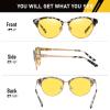 imageDUCO Round SemiRimless Night Vision Driving Glasses Polarized Anti Glare Eyewear for Men and Women HD Yellow TintedGray Tortoise Frame Night Vision Lens