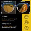imageDUCO Round SemiRimless Night Vision Driving Glasses Polarized Anti Glare Eyewear for Men and Women HD Yellow TintedTransparent Blue Frame Night Vision Lens