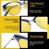 imageDUCO Round SemiRimless Night Vision Driving Glasses Polarized Anti Glare Eyewear for Men and Women HD Yellow TintedTransparent Blue Frame Night Vision Lens