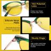 imageDUCO Round SemiRimless Night Vision Driving Glasses Polarized Anti Glare Eyewear for Men and Women HD Yellow TintedTransparent Green Frame Night Vision Lens