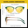 imageDUCO Round SemiRimless Night Vision Driving Glasses Polarized Anti Glare Eyewear for Men and Women HD Yellow TintedTransparent Green Frame Night Vision Lens