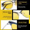 imageDUCO Round SemiRimless Night Vision Driving Glasses Polarized Anti Glare Eyewear for Men and Women HD Yellow TintedTransparent Grey Frame Night Vision Lens
